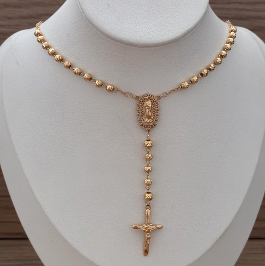 ROSARIO DE BOLAS DIAMANTADAS 4.0MM ORO AMARILLO COL 18K 60CM - 12.55GR