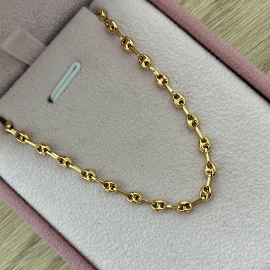 PULSERA GRANO DE CAFÉ 3.2MM ORO AMARILLO COL 18K 19.5CM - 2.26GR