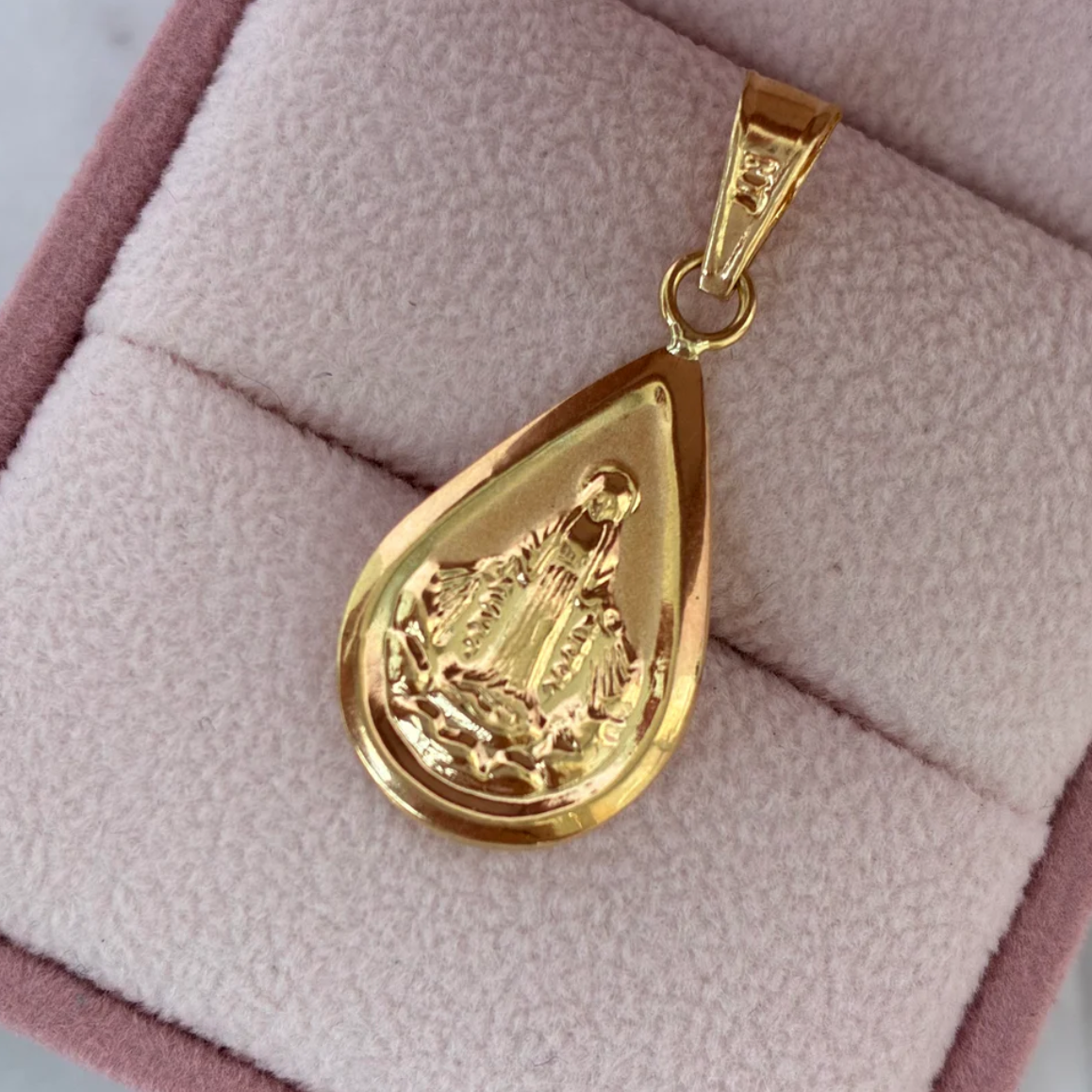 PENDANT VIRGIN OF THE MIRACULOUS MEDAL 3CM YELLOW GOLD 18K - 1.39GR