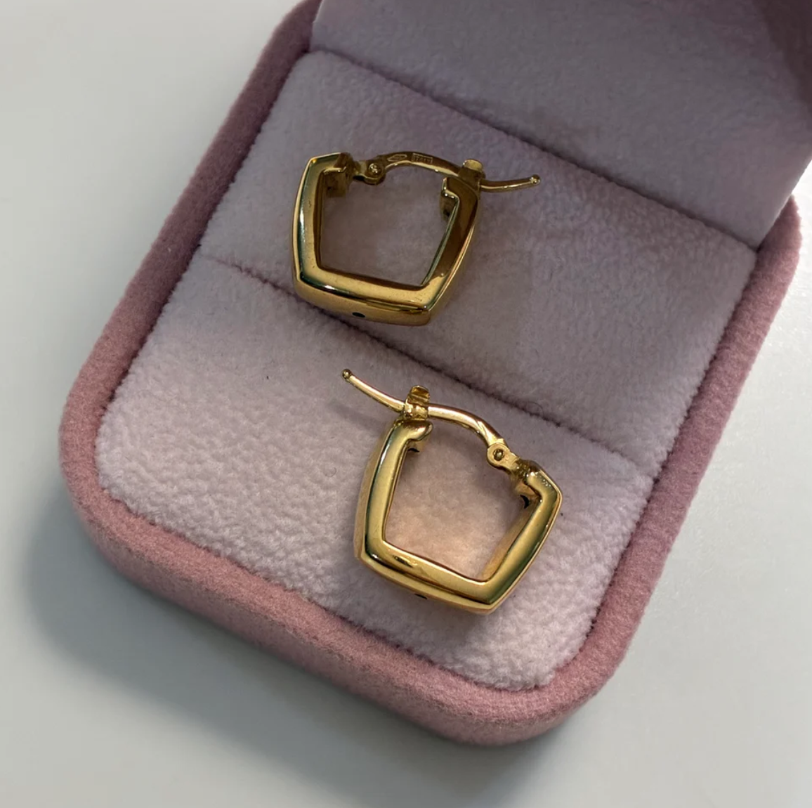 SMOOTH SQUARE HOOP EARRINGS 1.0CM YELLOW GOLD ITALY 18K - 2.31GR