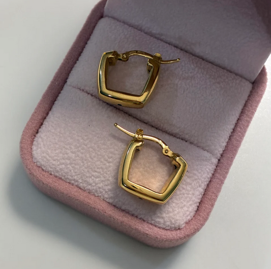 SMOOTH SQUARE HOOP EARRINGS 1.0CM YELLOW GOLD ITALY 18K - 2.31GR