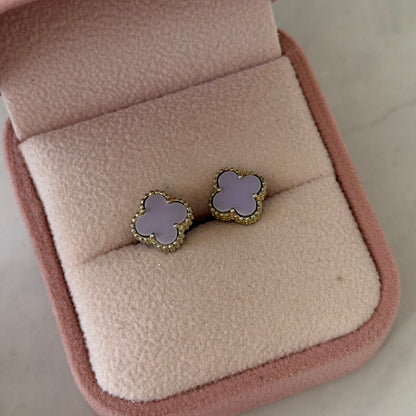 TOPOS MINI TREBOL PIEDRA LILA PLATA 925