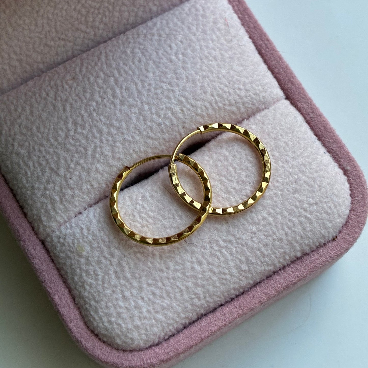 Diamond-cut safety earrings 1.3cm 18K yellow gold - 0.61g