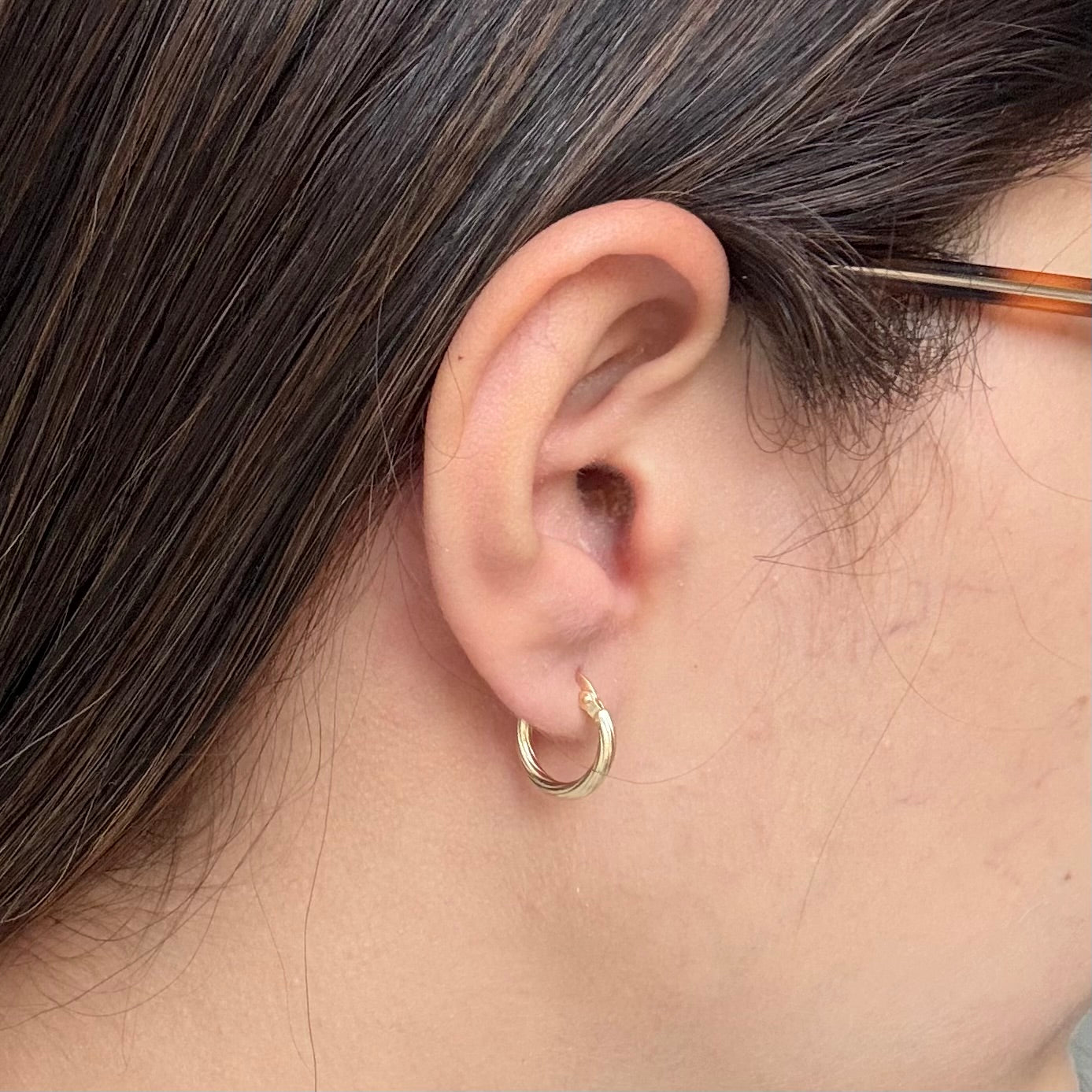 Striped Braided Earrings 0.9g Yellow Gold 18K - 1.0g