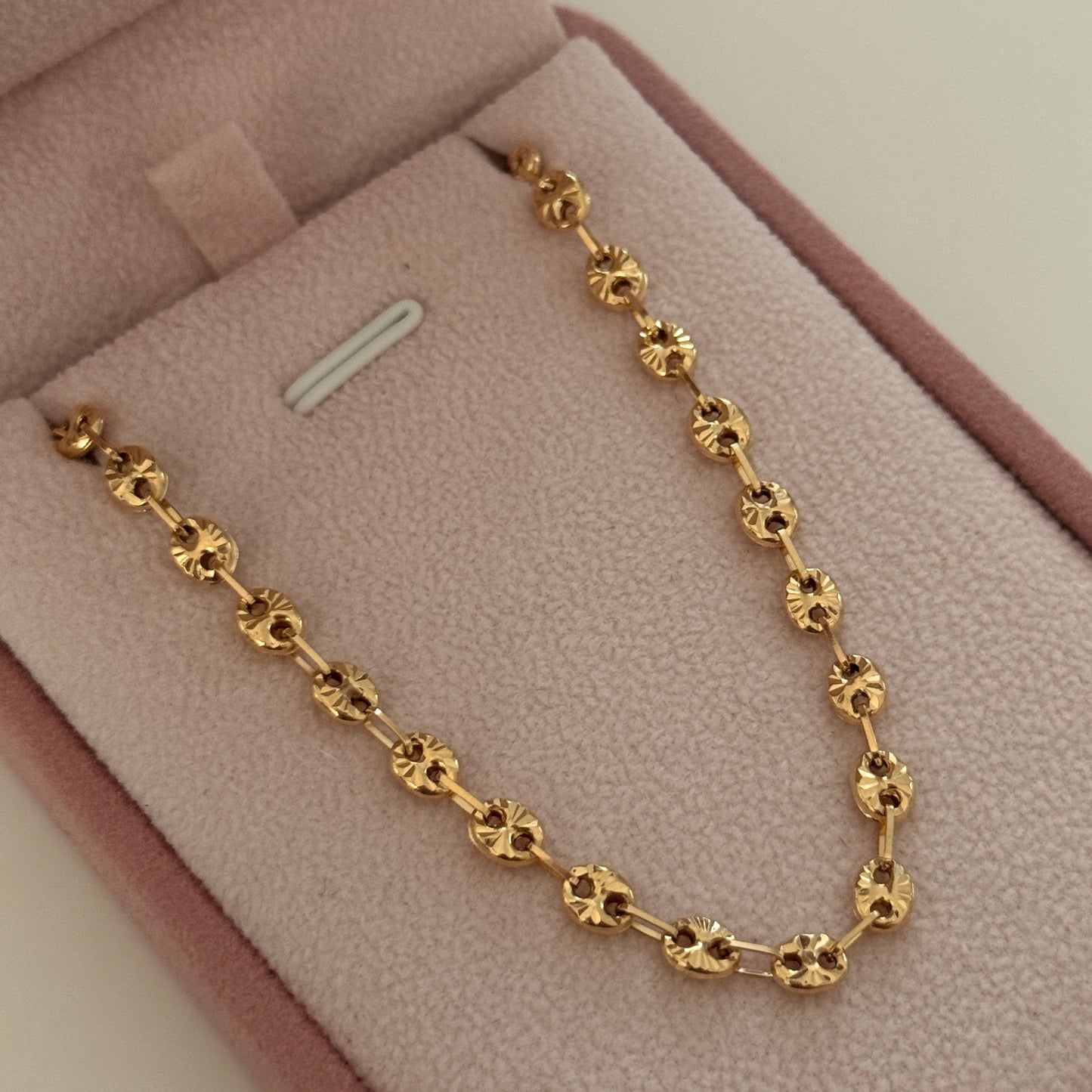 PULSERA GRANO DE CAFE DIAMANTADO 3,5MM ORO AMARILLO 18K 19CM - 2,94GR