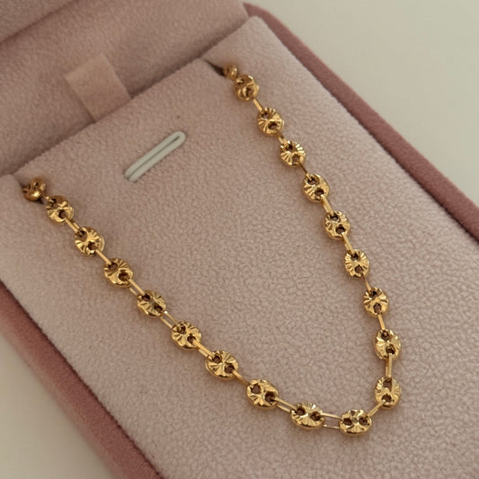 PULSERA GRANO DE CAFE DIAMANTADO 3,5MM ORO AMARILLO 18K 19CM - 2,94GR