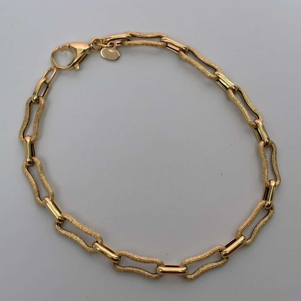 PULSERA OLAS DEL MAR DIAMANTADAS 5MM ORO AMARILLO ITALY ESP 18K 18.5CM - 3,06GR