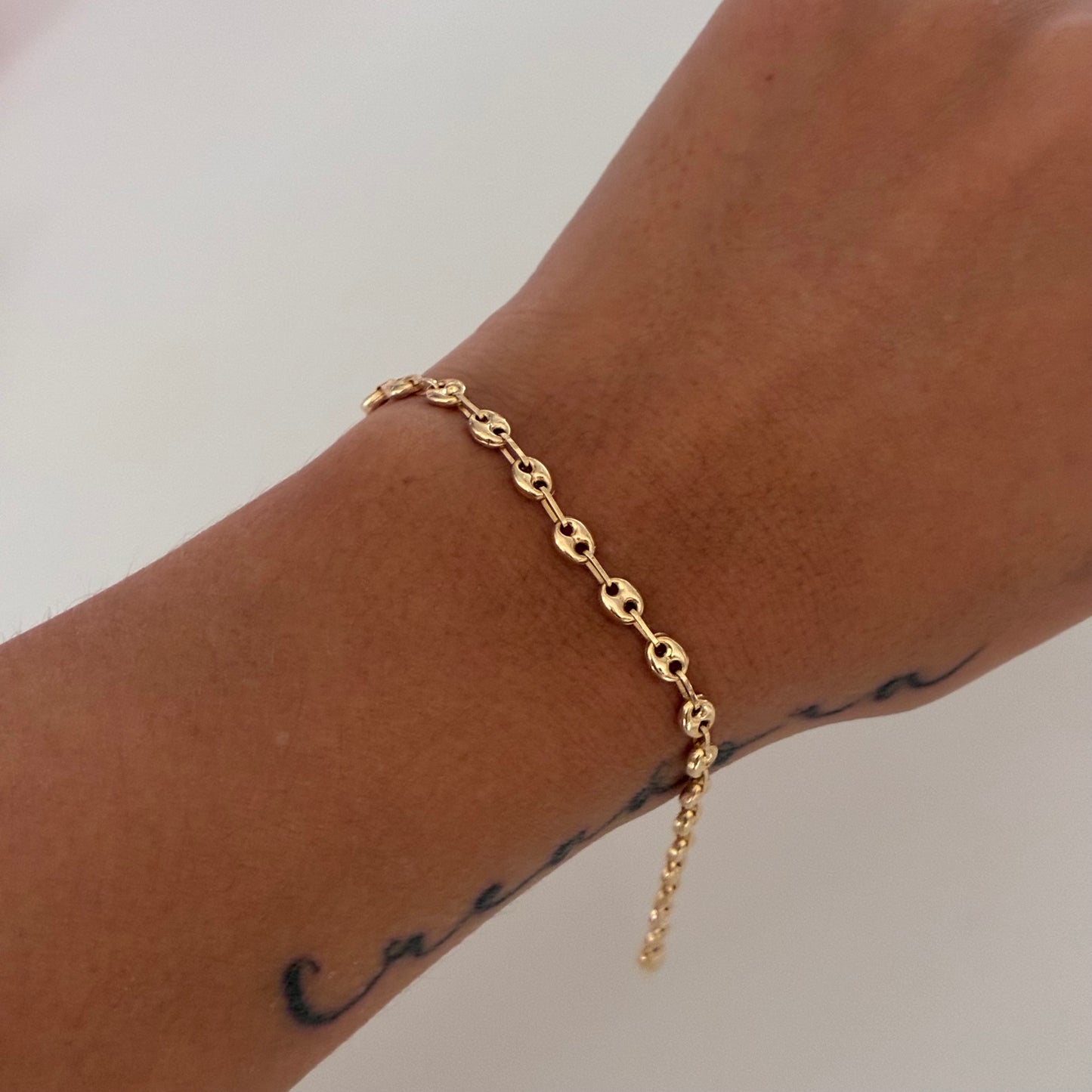 Coffee Bean Bracelet 4mm 18K Yellow Gold 19.5cm - 3.07g