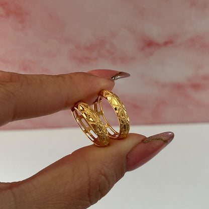 DIAMOND TRIANGLE CANDONGAS CLIC 1.4CM ITALY 18K YELLOW GOLD - 3.24GR