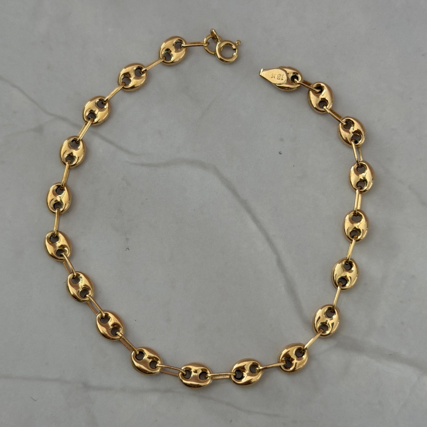 COFFEE BEAN BRACELET 5.4MM YELLOW GOLD 18K 21CM - 3.51GR