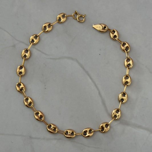 COFFEE BEAN BRACELET 5.4MM YELLOW GOLD 18K 21CM - 3.51GR