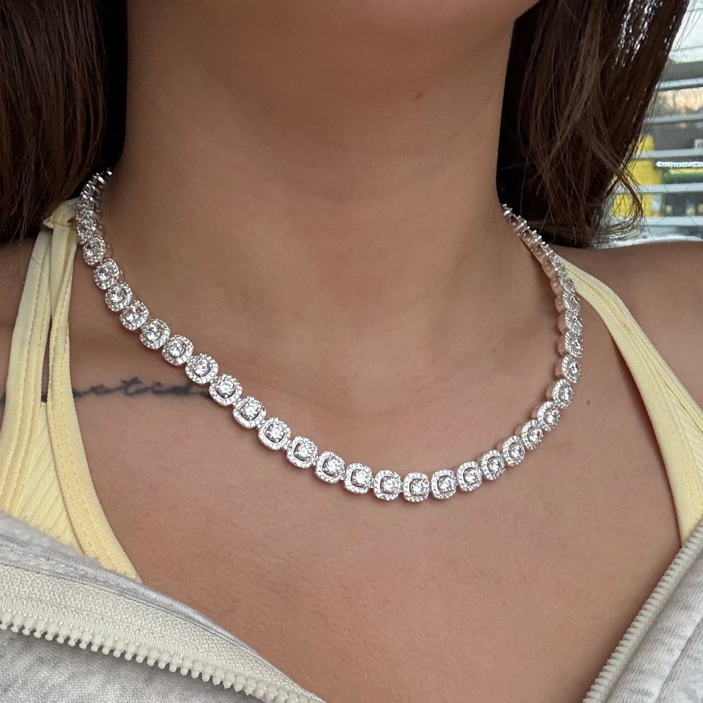 CADENA PRINCESS PIEDRAS BLANCAS 8MM PLATA 925 - 45CM