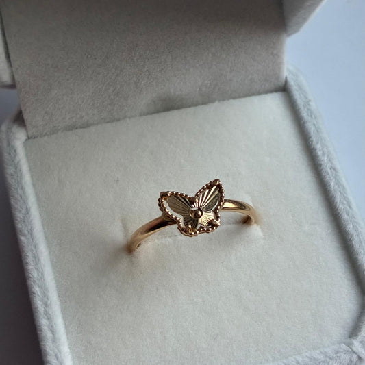 DIAMOND CUT BUTTERFLY RING SIZE 7 YELLOW GOLD COL 18K - 1.18GR