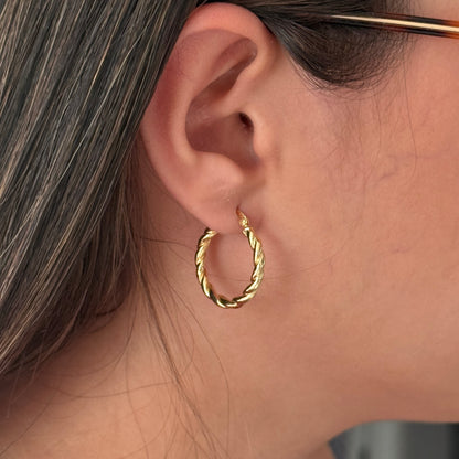 SMOOTH BRAIDED HOOPS 1.9CM 18K YELLOW GOLD - 2.28GR