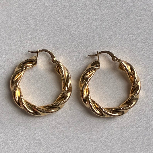 CANDONGAS MELCOCHA RELIEVE 2.2CM ORO AMARILLO 18K - 4,63GR