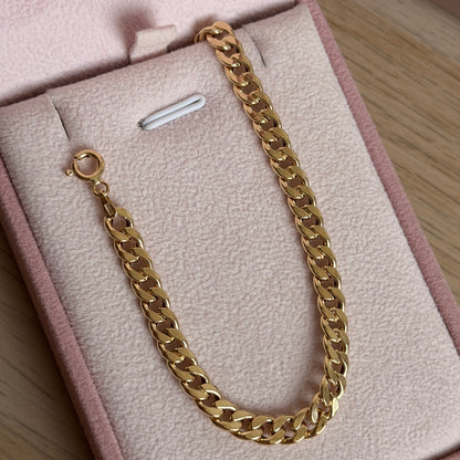 PULSERA CUBANA REDONDA HUECA 5.2MM ORO AMARILLO ITALY 18K 21CM - 2,56GR