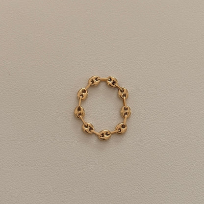 ANILLO GRANO DE CAFE ORO AMARILLO 18K TALLA GRADUABLE 6.5 A 7.5 - 0,69GR