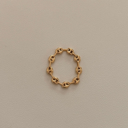ANILLO GRANO DE CAFE ORO AMARILLO 18K TALLA GRADUABLE 6.5 A 7.5 - 0,69GR