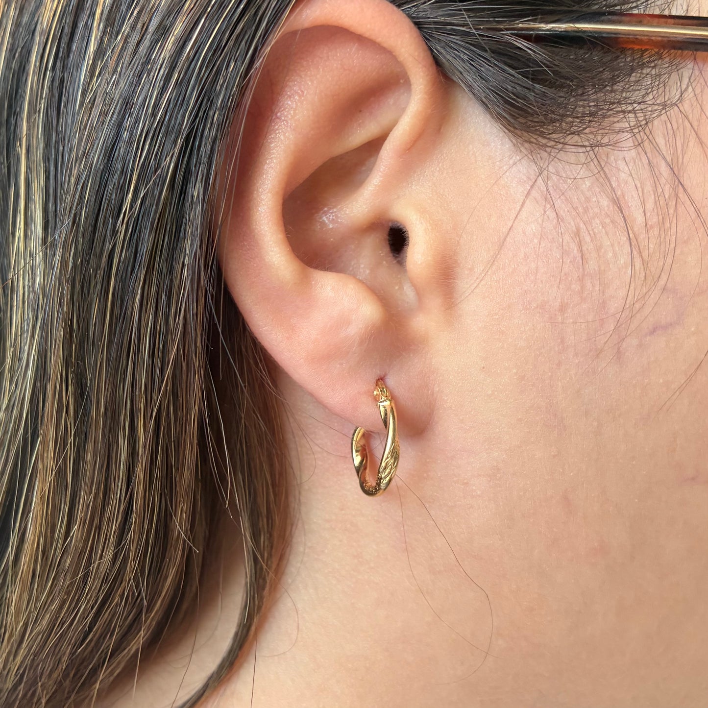 CANDONGAS MELCOCHA DIAMANTADA 1.2CM ORO AMARILLO 18K - 1,27GR