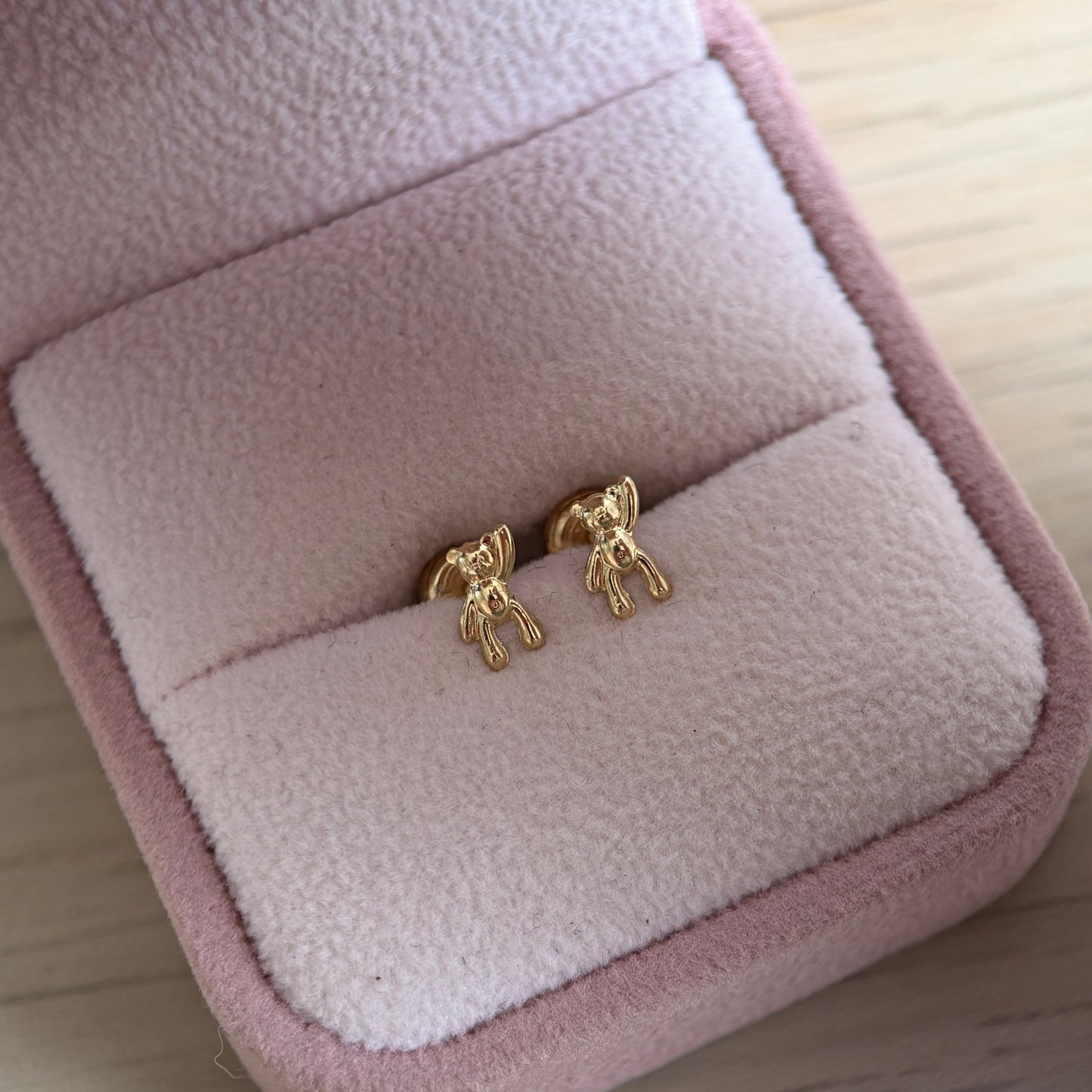 BEAR EARRINGS FREEHAND 7MM 18K YELLOW GOLD - 0.65GR