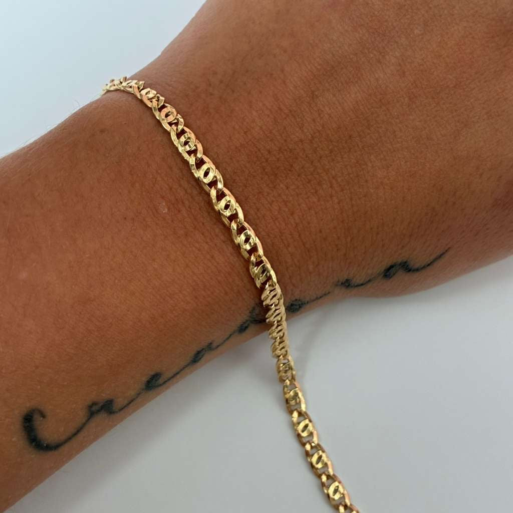PULSERA ESCALERA GARIBALDI 4MM ORO AMARILLO ITALY 18K - 20CM - 3,7GR