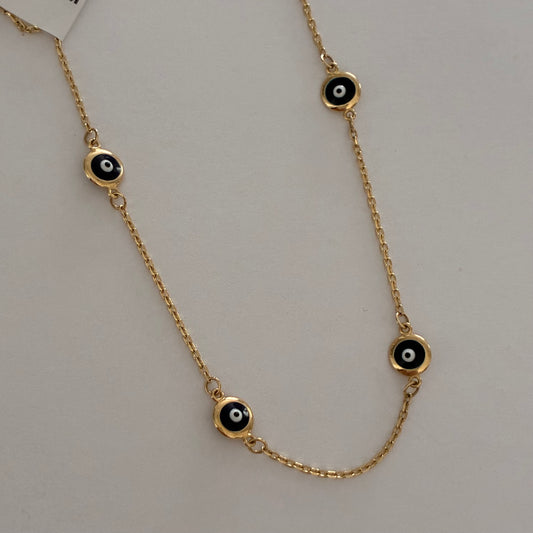 Turkish Eye Protection Bracelet, Classic, Yellow Gold, Italy, 18K, 18cm - 1.26g