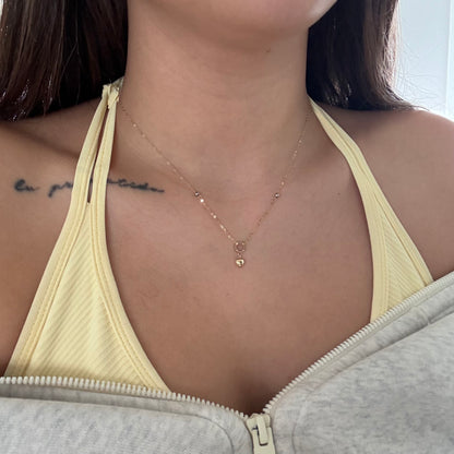 MINI ROLON CHAIN ​​+ CT PENDANT WITH THREE GOLD HEART ITALY 18K 45CM - 0.92GR