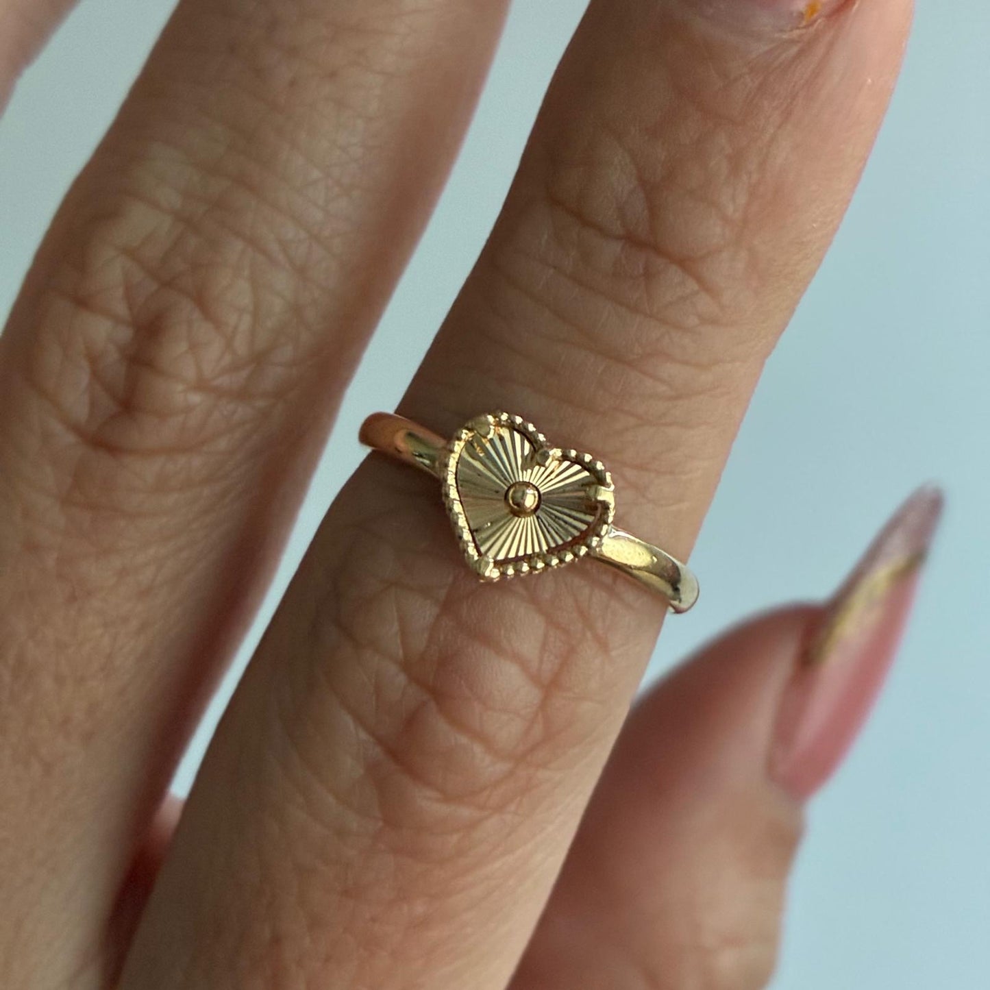 DIAMOND-CUT HEART RING SIZE 6 YELLOW GOLD COL 18K - 1.06GR