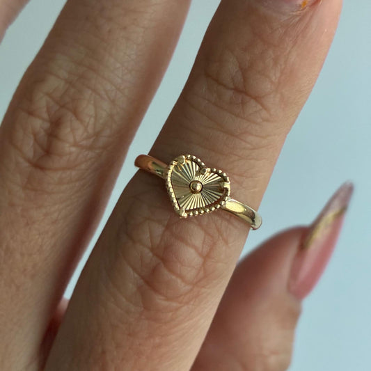 DIAMOND-CUT HEART RING SIZE 6 YELLOW GOLD COL 18K - 1.06GR