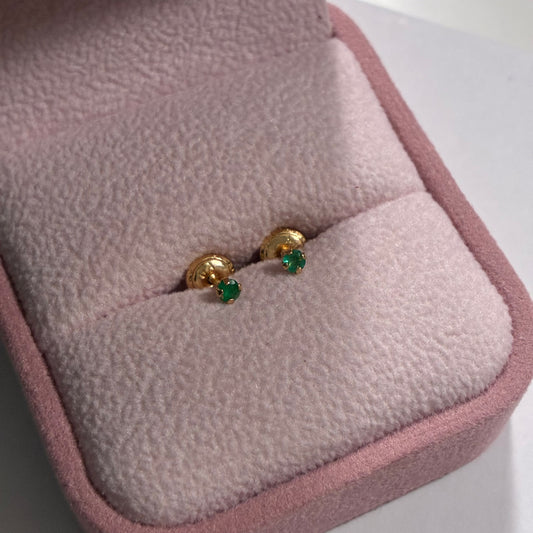 NATURAL EMERALD POLES 2M 18K YELLOW GOLD - 0.43GR