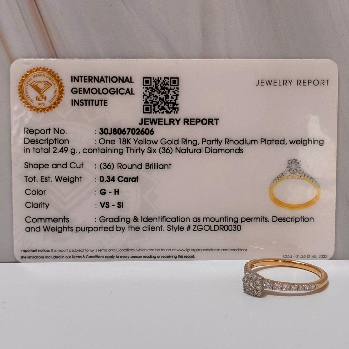 ANILLO SOLITARIO LISSA DIAMANTES NATURALES 0,34QTS ORO AMARILLO ITALY 18K TALLA 7 - 2,49GR