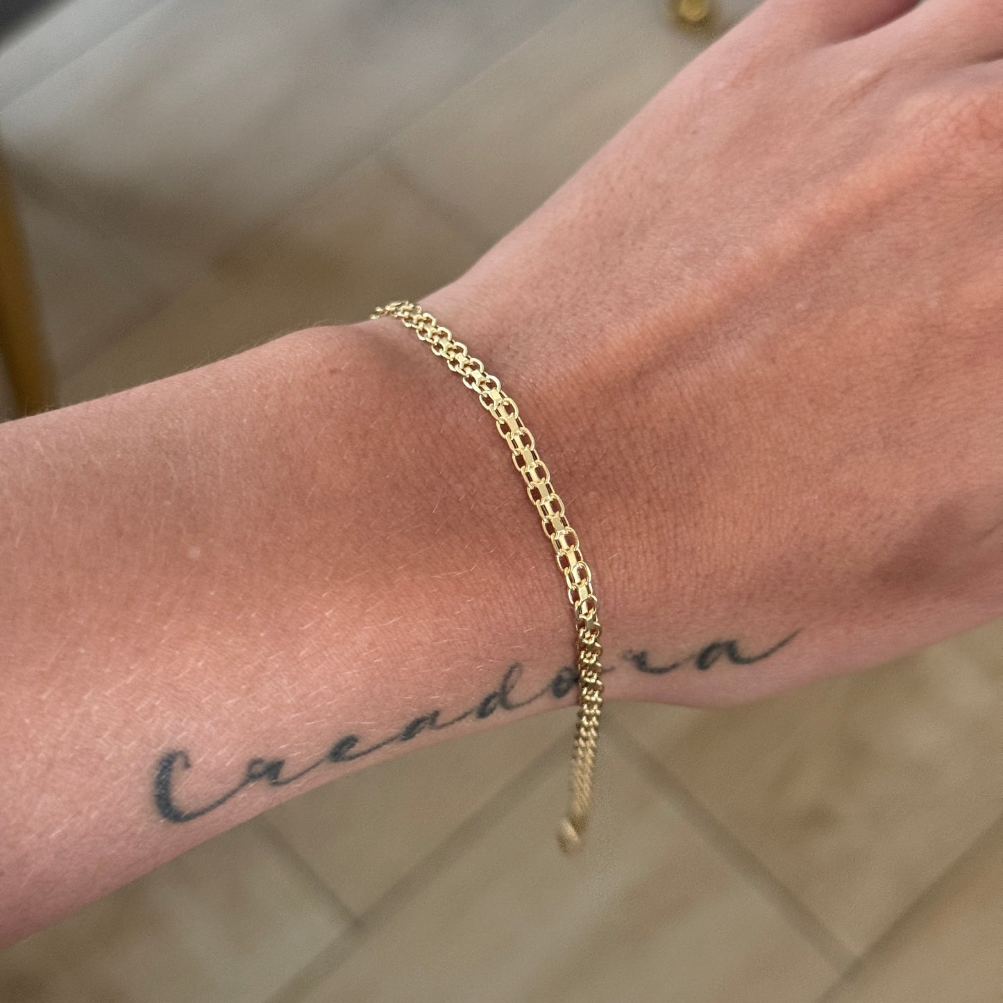 PULSERA TEJIDO CHINO UN CARRIL 3MM ORO AMARILLO ITALY 18K19,5CM - 2,55GR