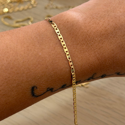 FLAT LADDER BRACELET 2.5MM YELLOW GOLD ITALY 18K -19CM 2.17GR