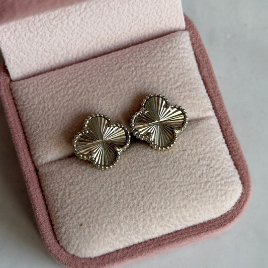 TOPOS TREBOL DIAMANTADO PLATA 925