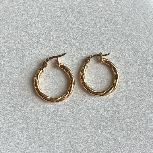 CANDONGAS MELCOCHA RAYADA 1.4CM ORO AMARILLO 18K - 1,61GR