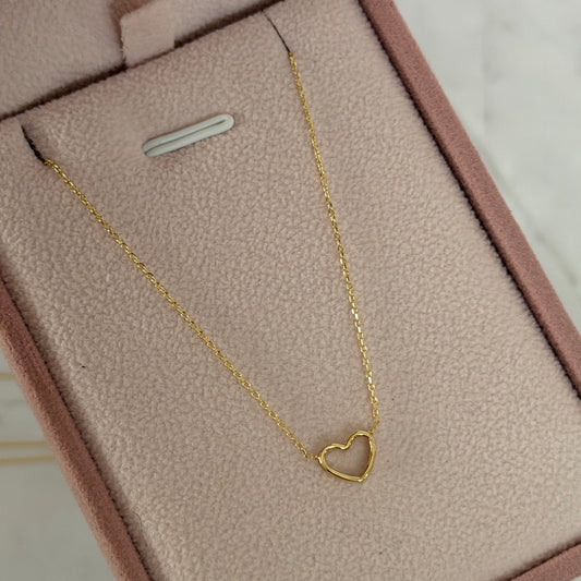 MINI ROLON CHAIN + HEART SILHOUETTE YELLOW GOLD ITALY LENGTH 42CM TO 45CM - 1.53GR