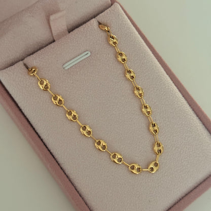 4MM COFFEE BEAN BRACELET 18K YELLOW GOLD 19CM - 2.94GR