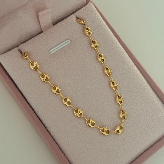 PULSO GRANO DE CAFE 4MM ORO AMARILLO 18K 19CM - 2,94GR