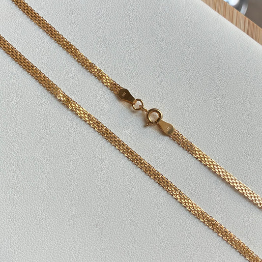 CADENA CHINA DIAMANTADA DOS CARRILES 2.5MM ORO AMARILLO ITALY 18K 60CM - 4,15GR