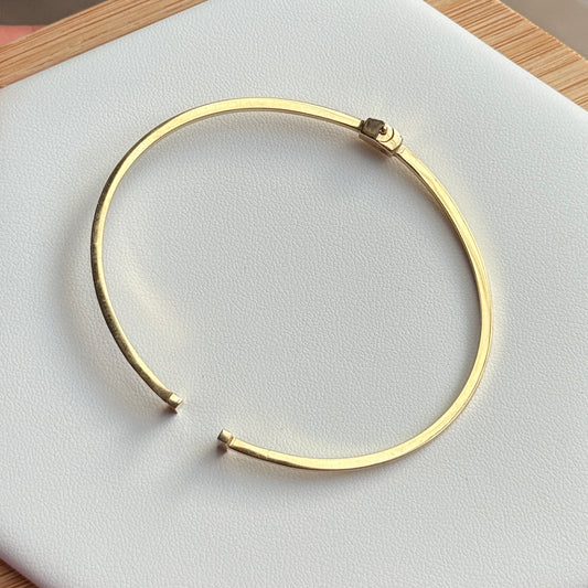18K YELLOW GOLD ITALY DOUBLE T-T HOOP BRACELET 17CM - 5.3GR