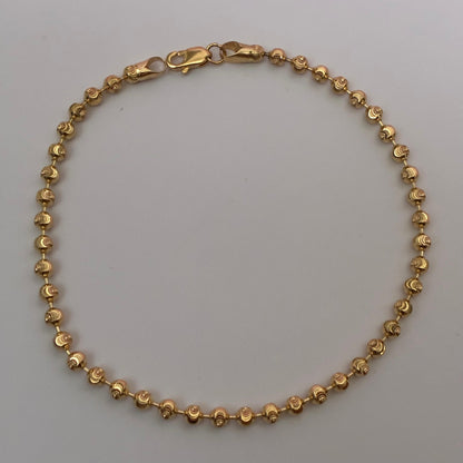 MOON DIAMOND MILITARY BRACELET 4MM YELLOW GOLD ITALY ESP 18K 16CM TO 19CM - 3.55GR