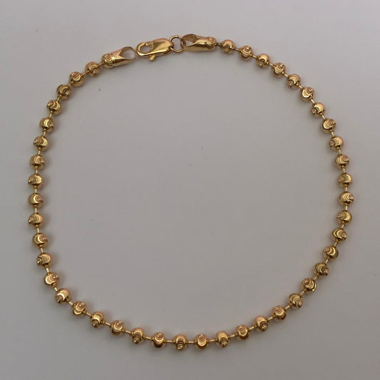 MOON DIAMOND MILITARY BRACELET 4MM YELLOW GOLD ITALY ESP 18K 16CM TO 19CM - 3.55GR