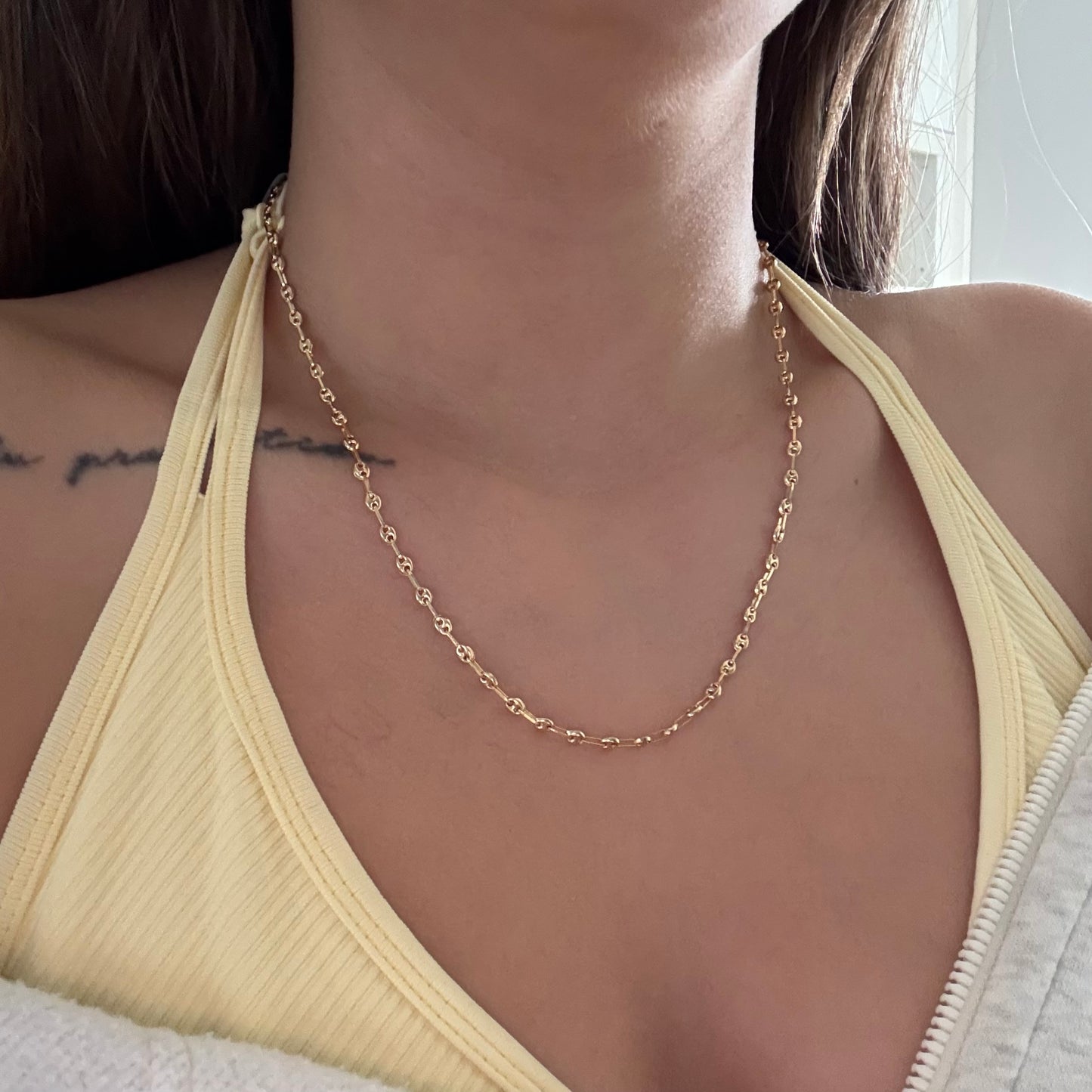 3MM YELLOW GOLD COFFEE BEAN CHAIN ​​18K 50CM - 5.11GR