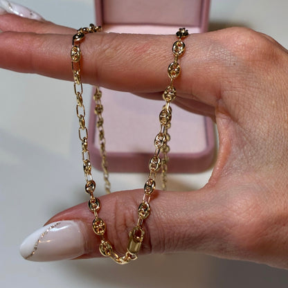 CADENA GRANO DE CAFÉ 3.5MM ORO AMARILLO ITALIANO 18K - 50CM 8,63GR