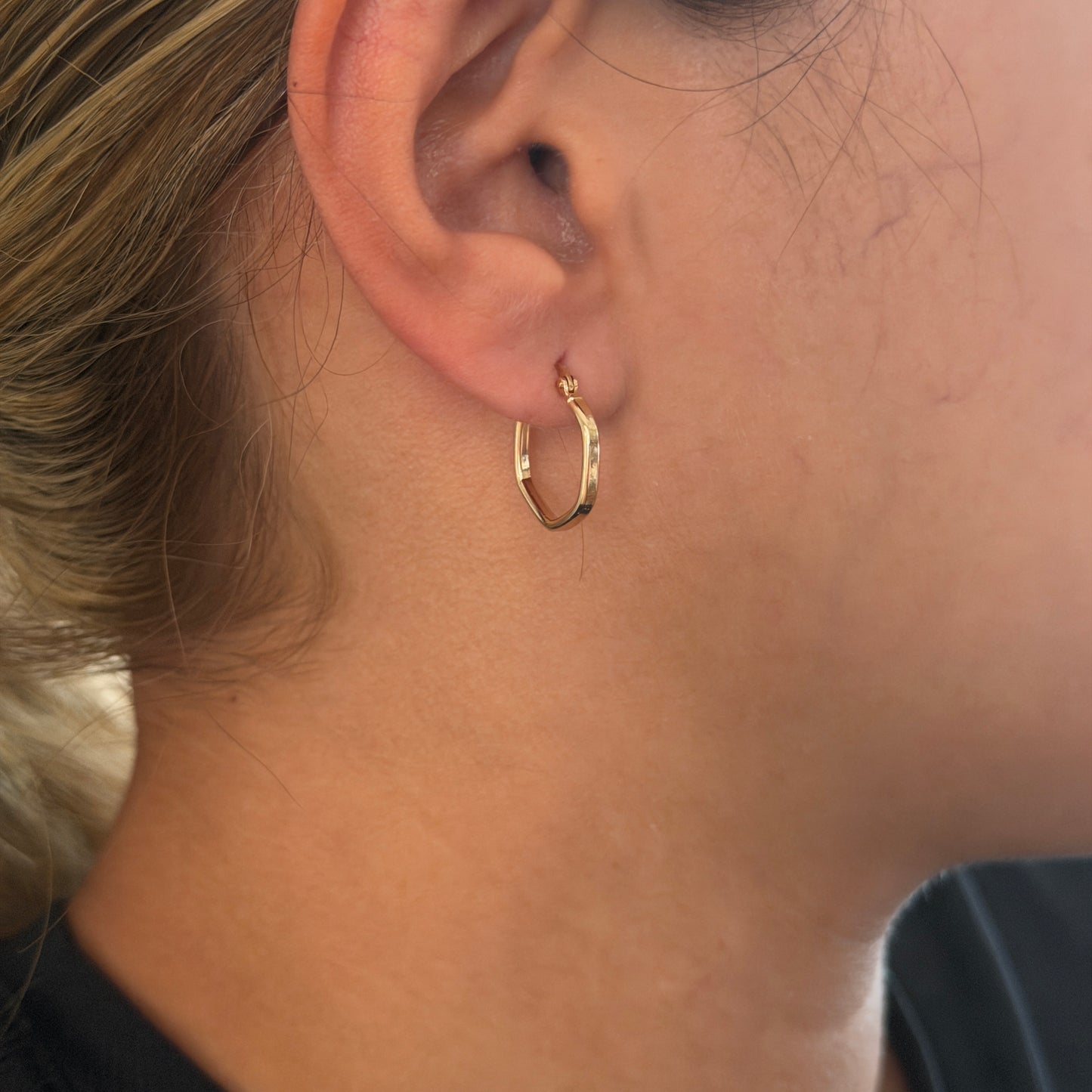 SMOOTH HEXAGONAL HOOP EARRINGS 1.3CM YELLOW GOLD 18K - 1.12GR