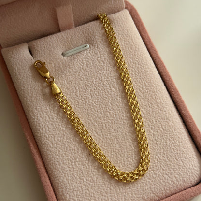 PULSERA CHINA DOBLE CARRIL 4MM ORO AMARILLO ITALY 18K 20CM - 2,56GR