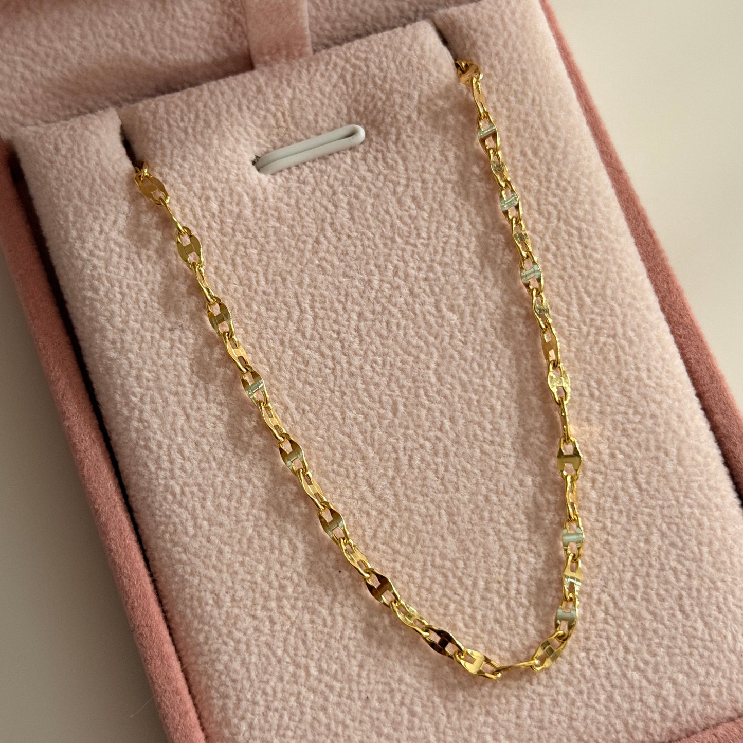 CADENA CRISPETA ESTILO ESCALERA 2.5MM ORO AMARILLO ITALY 18K 60CM - 2,94GR