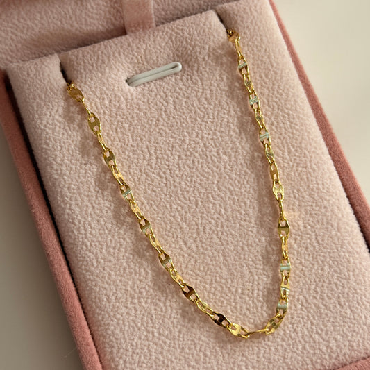 CADENA CRISPETA ESTILO ESCALERA 2.5MM ORO AMARILLO ITALY 18K 60CM - 2,94GR