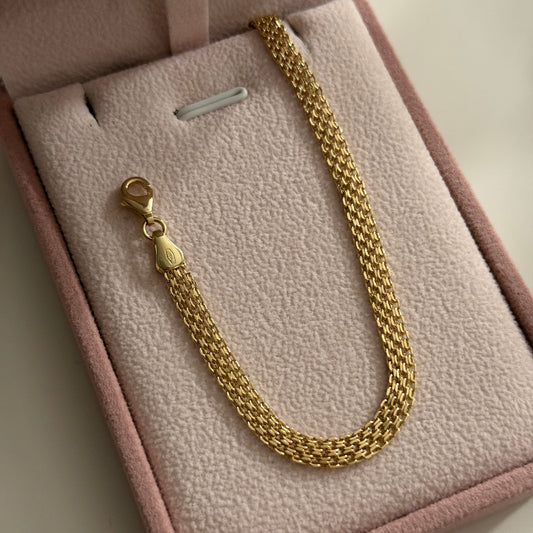 PULSERA CHINA DOBLE CARRIL 4.5MM ORO AMARILLO ITALY 18K 19CM - 2,73GR