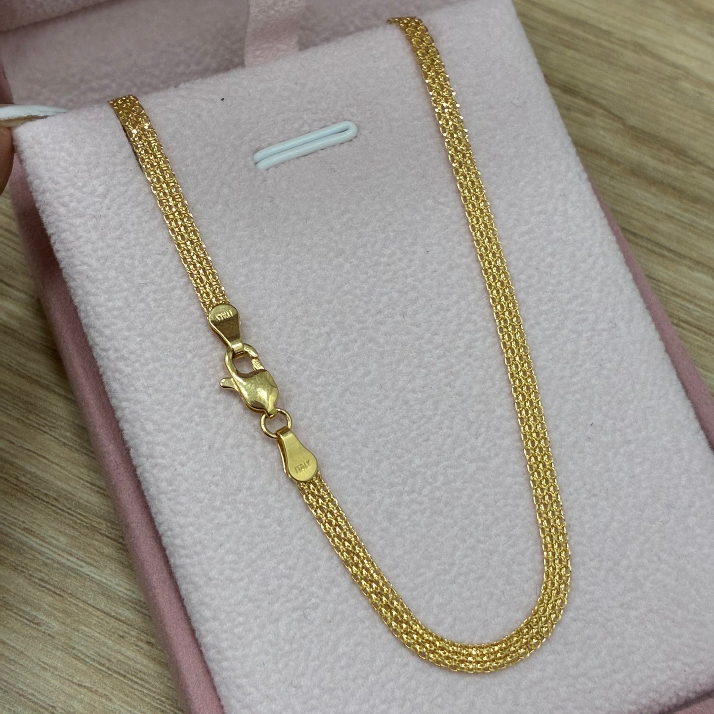 CADENA CHINA DOBLE CARRIL 3.2MM ORO AMARILLO ITALY 18K 45CM - 5.09GR